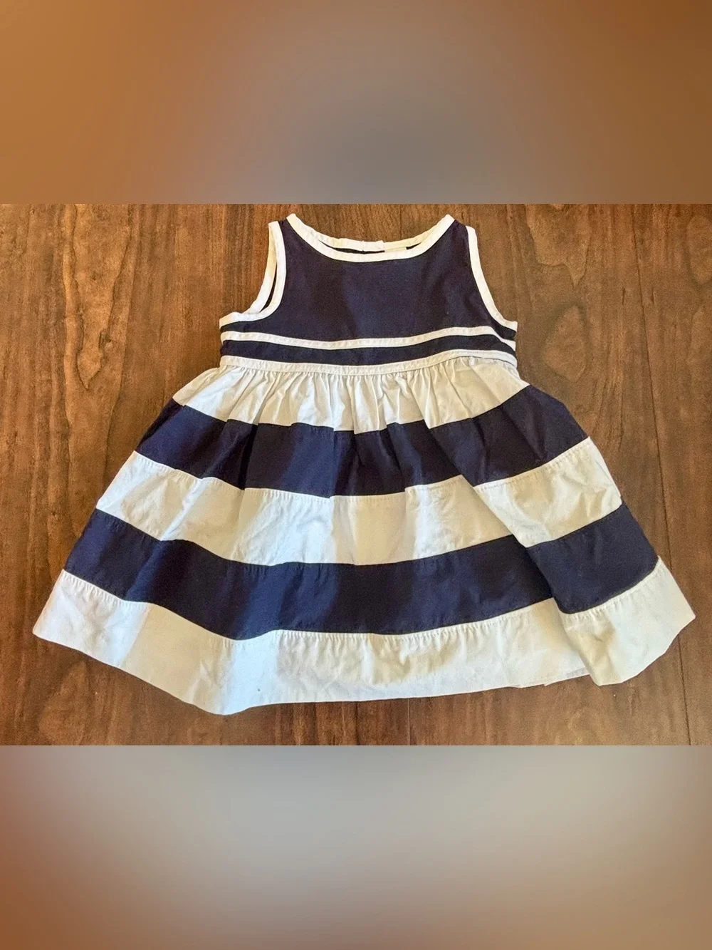GAP Navy and White Striped Sleeveless Dress